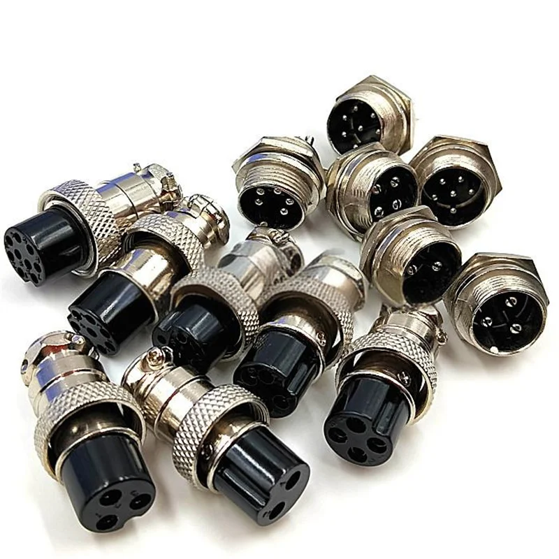 Presa/spina per aviazione serie GX12 da 5 pezzi 2 pin/3 pin/4 pin/5 pin/6 pin/7 pin diametro 12 mm, set di connettori 2P/3P