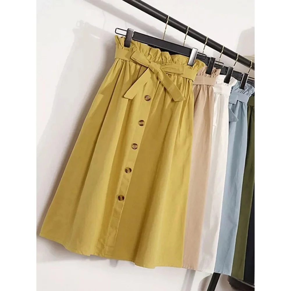 

Ele Корейские женские юбки миди длиной до колена на лето-осень-сезон, другие материалы 00% женские юбки премиум-класса Faion