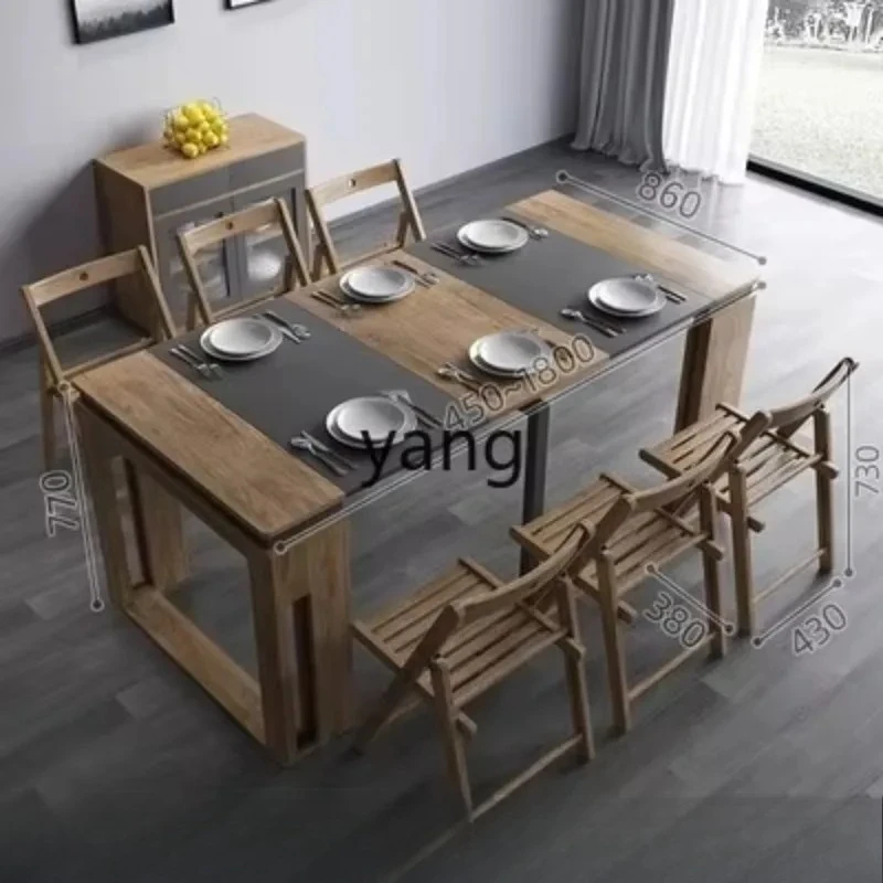LHH  folding retractable dining table and side cabinet integrated multi-functional household small apartment furniture