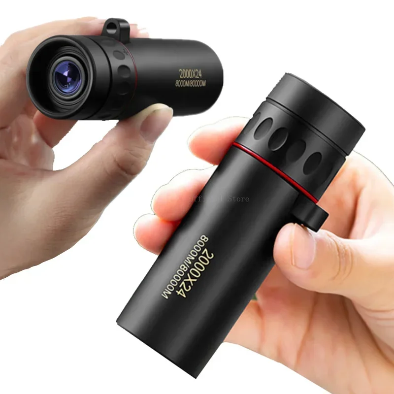 Outdoor 2000x24 HD Monocular Telescope Mini Portable Mobile Phone Telescope with Holder Camping Hunting Birdwatching Telescopes