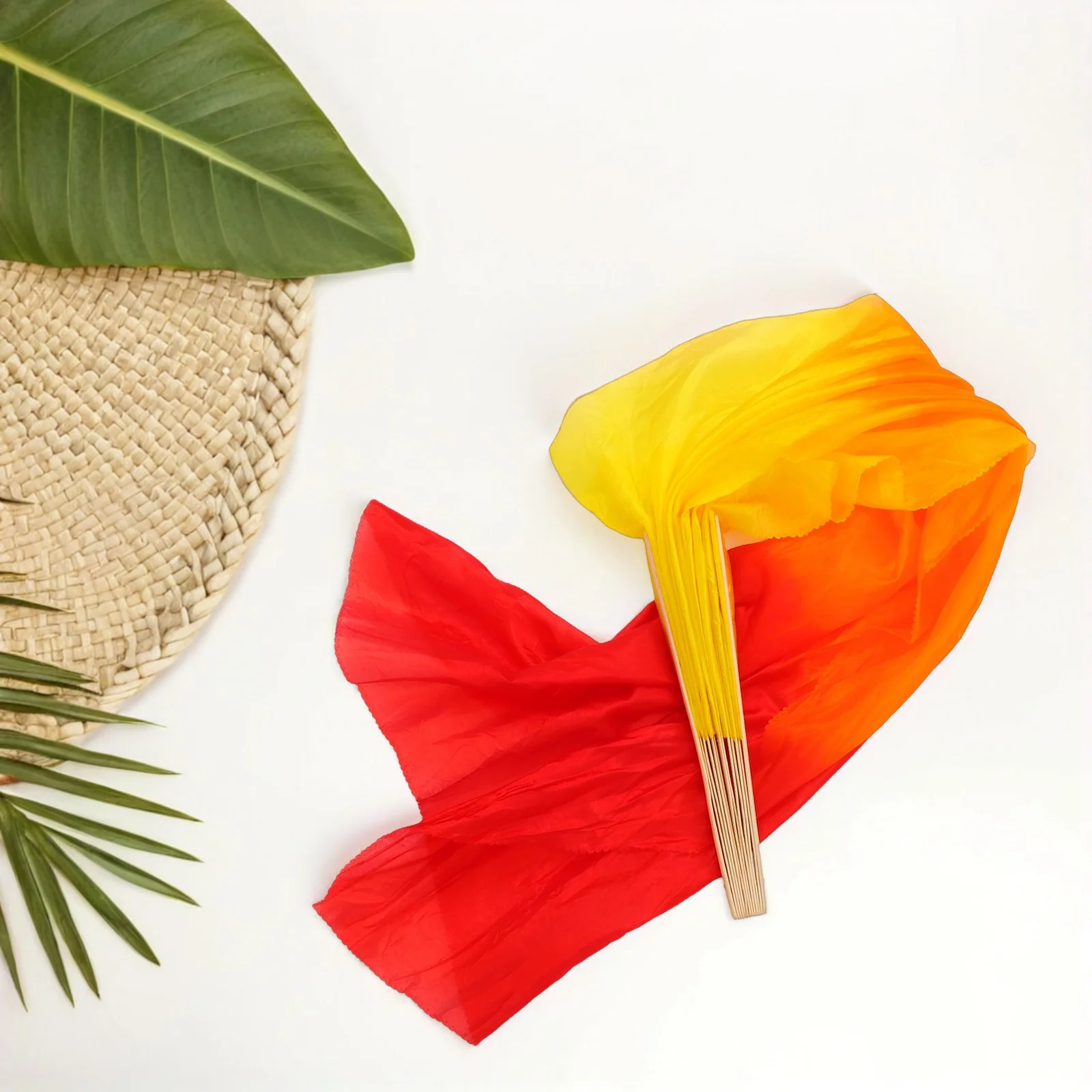 

1.2m Square Dance Fan Soft Faux Silk Foldable Dance Fan with Vibrant Orange Red Ideal for Stage Show and Cultural