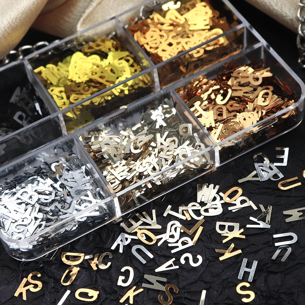 Alphabet Resin Sequins Epoxy Resin Mold Filling Metallic Color English Letters Flakes Autumn Decoration Crafts Making DIY Gifts - Image 6