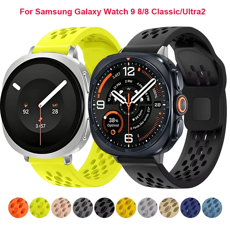 Silicone Strap For Samsung Galaxy Watch 9 8 40mm 44mm/8 Classic 46mm Sports Breathable Bracelet For Galaxy Watch Ultra 2026 Band