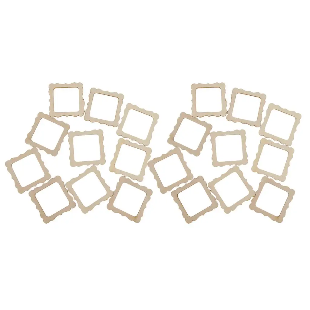 20pcs Wooden Shape Vintage DIY Cutouts Wooden Frame Mini Photo Frame for Scrapbooking Crafting DIY Wedding Home Decorations