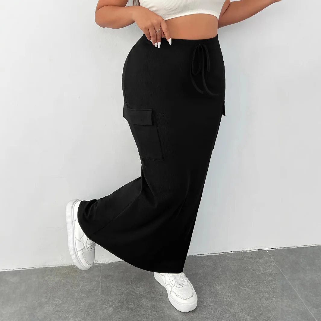 

plus Size Women's Fashion Skirt Solid Color European Early Autumn Winter Commuter Style Clothing by