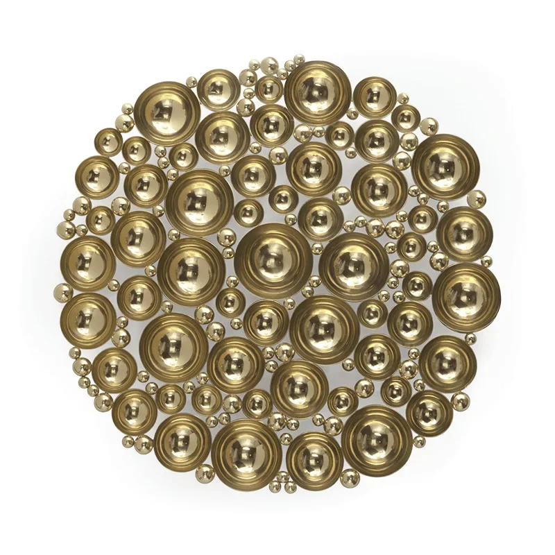 

Light luxury Italian stainless steel decorative mirror medieval creative living room round wall hanging mirror metal enigma