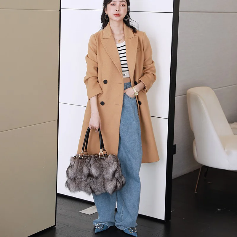 

Autumn New Tote Bag 100% Fox Hair Handbag Women's Large Capacity Luxury One Shoulder Commuter Bag 2023