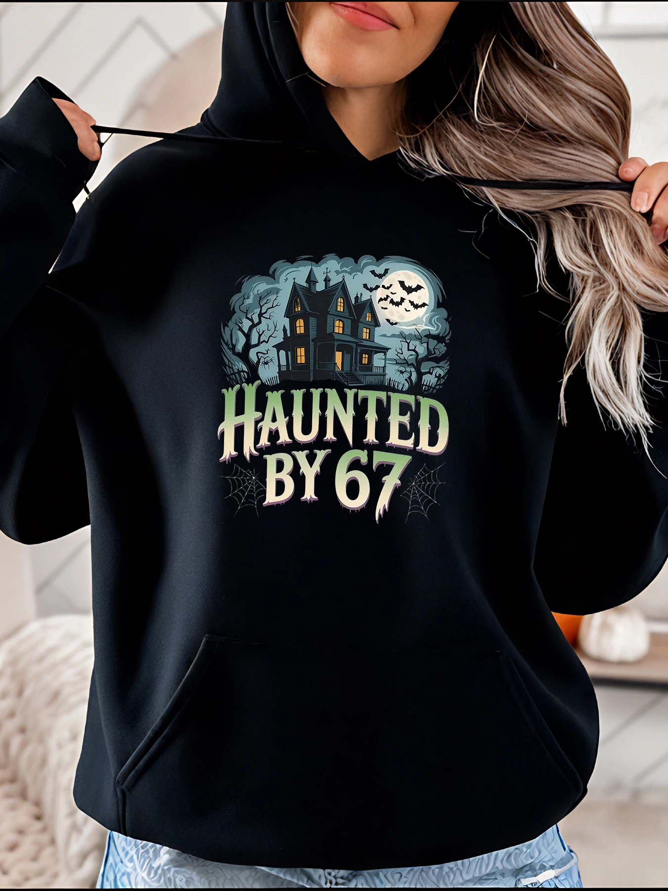 

Толстовка с принтом «Дом с привидениями», женский костюм на Хэллоуин, толстовка с жутким дизайном, повседневная одежда для женщин