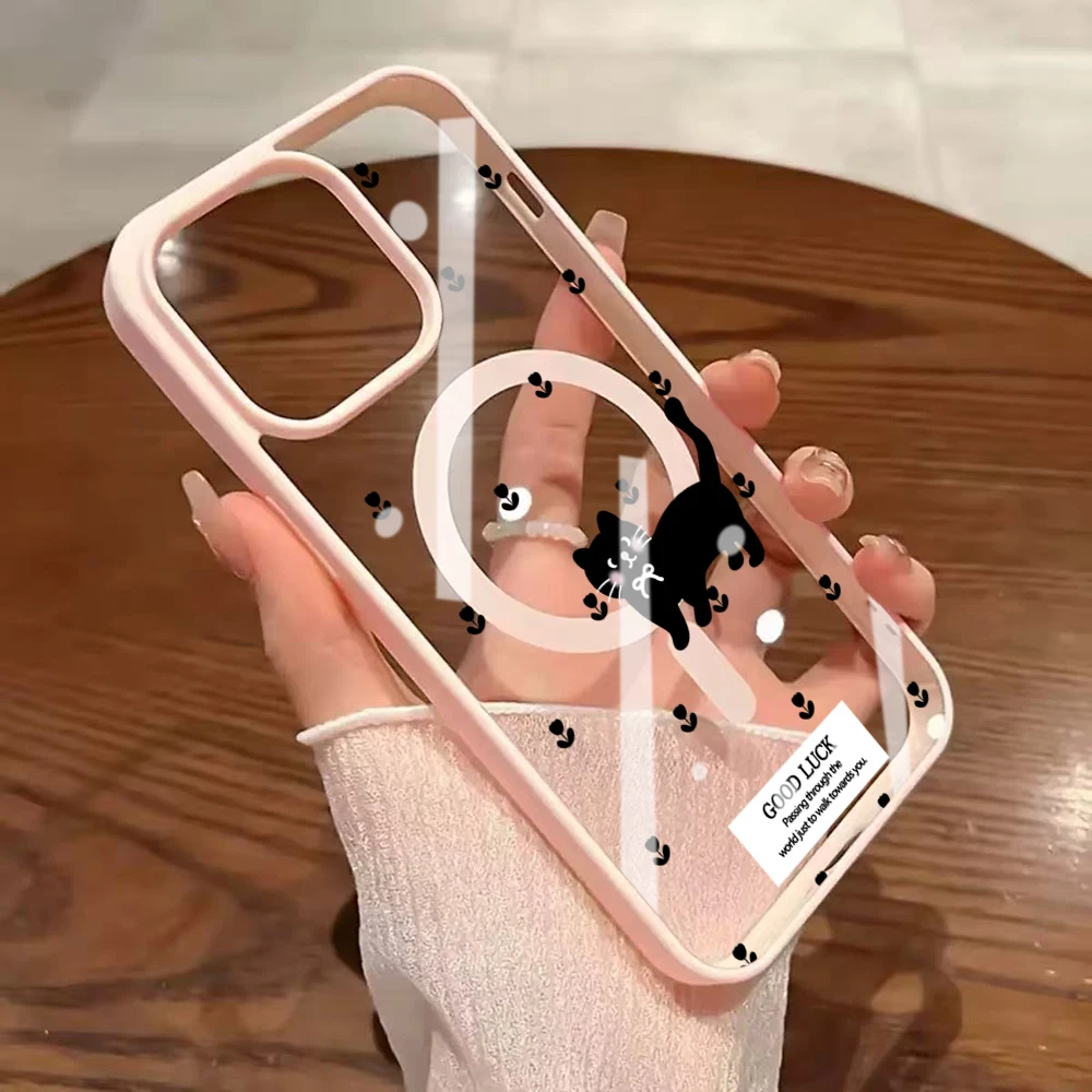 

Lucky Kitten Cute Puppy Clear Case For Magsafe iPhone 16 Pro Max 17 16 15 14 11 13 12 Pro Max Plus Cases Wireless Charing Coque