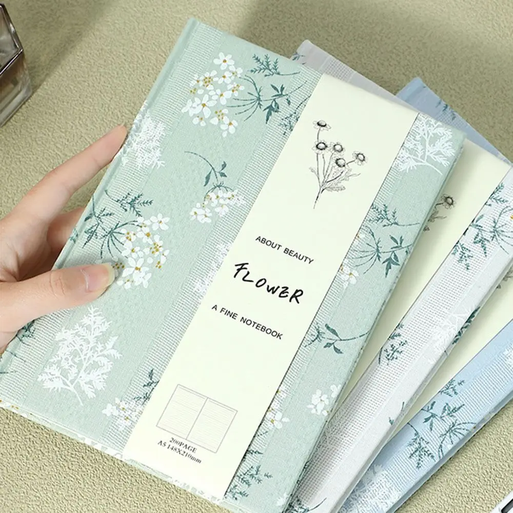 Durable Stylish A5 Cloth Notebook Fabric Cover Compact Embroidered Notebook Thick Morandi A5 Hand Ledger Office