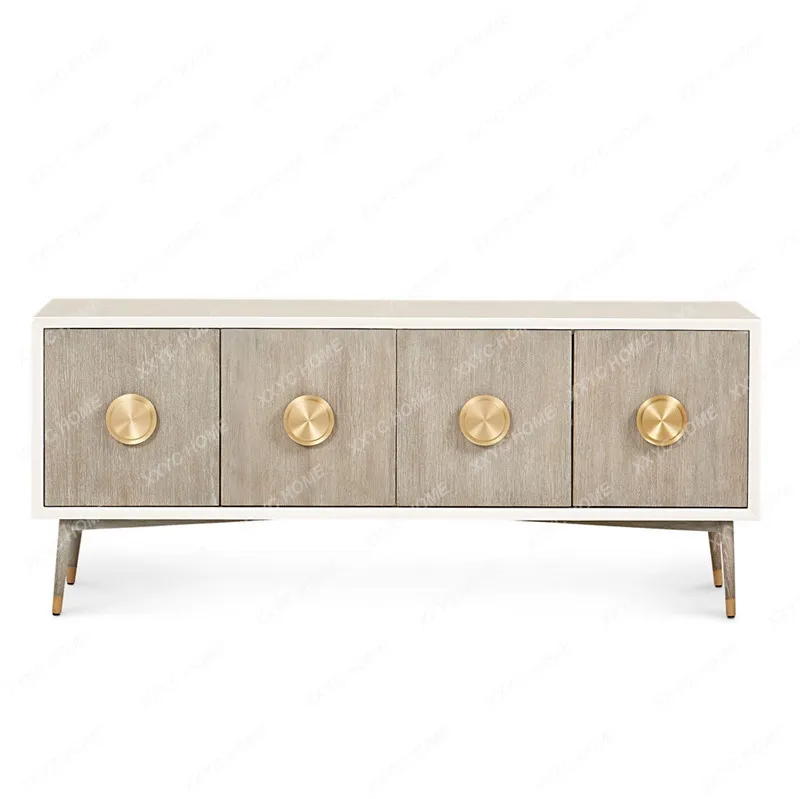 

Hh2cc Living room light luxury high TV cabinet post-modern simple solid wood high cabinet furniture