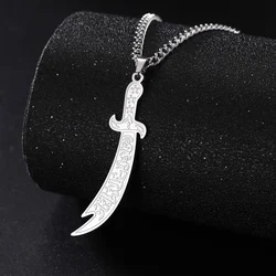 Dreamtimes Imam Ali Zolfikar Sword Necklace Pendant Stainless Steel Men's Amulet  Islamic Muslim Jewelry Gift