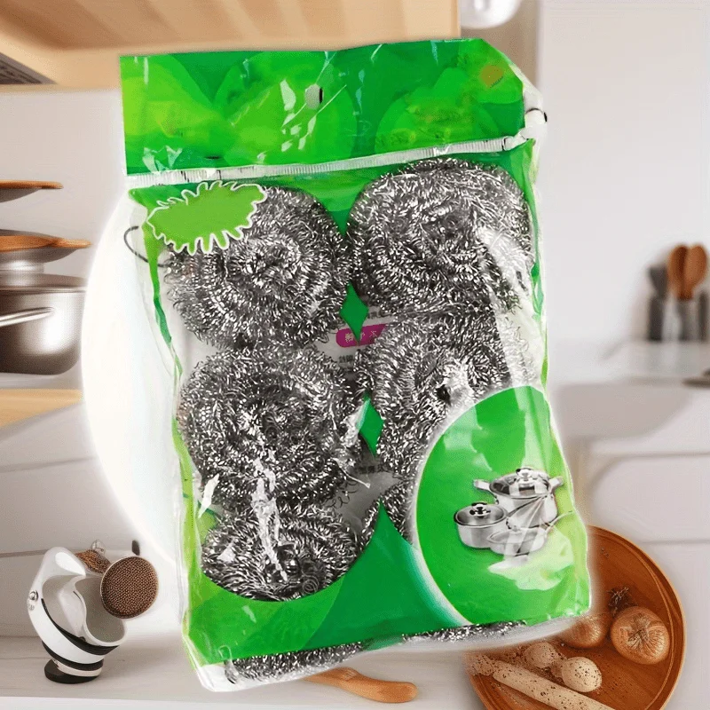 6 упаковок щетки для посудомоечной машины из нержавеющей стали — металлический шарик для чистки кухни, без зарядки, упаковочной кастрюли, кастрюли для тушения, плиты и ванной комнаты