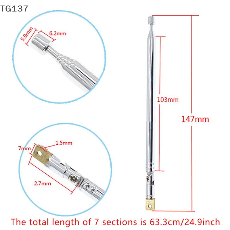 1Pc 7 Sections Car Radio Cassette Recorder Telescopic TV Antenna Radio For Car Aerial Dab Radio Receiver