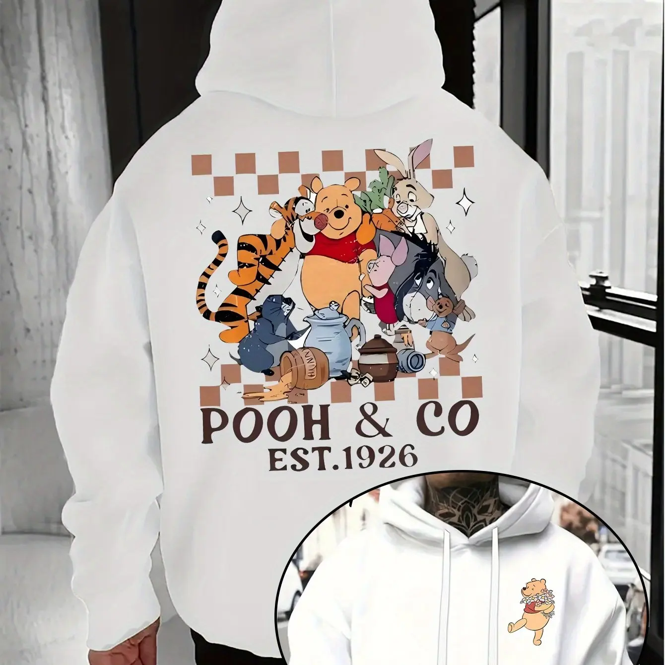 

Мужские толстовки с капюшоном Disney Winnie The Pooh, модная уличная одежда большого размера, толстовки унисекс, осенне-зимние флисовые повседневные универсальные