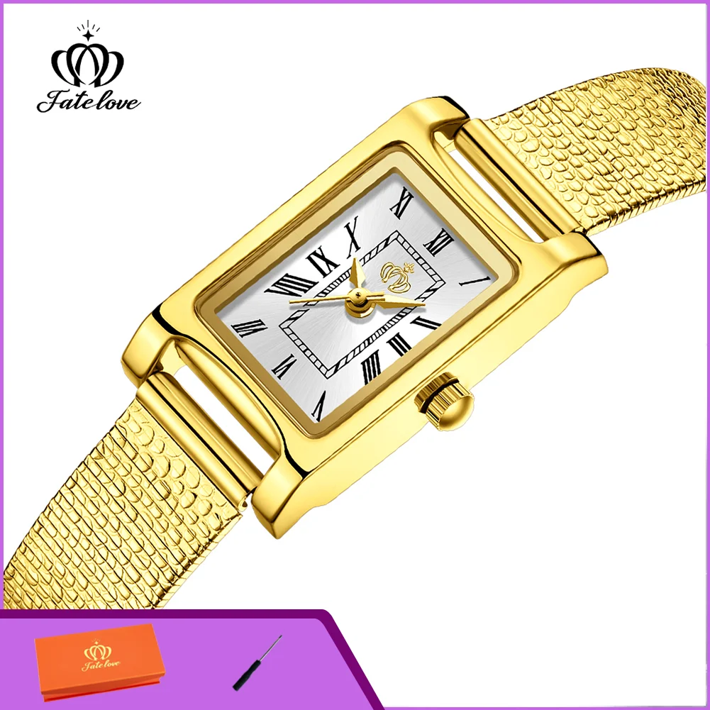 Fatelove 916 Women's Watches Luxury Brand Waterproof Mesh Steel Strap Ladies Quartz Wristwatch Original Elegant