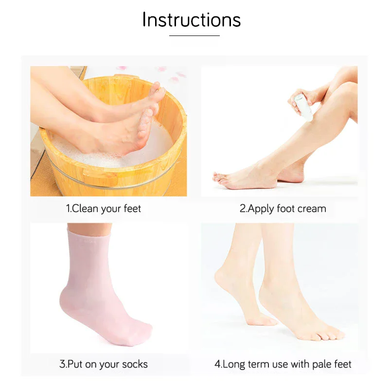 1 Pair Feet Care Socks Silicone Moisturizing Gel Heel Socks Home Use Cracked Foot Skin Care Spa Protectors view 4