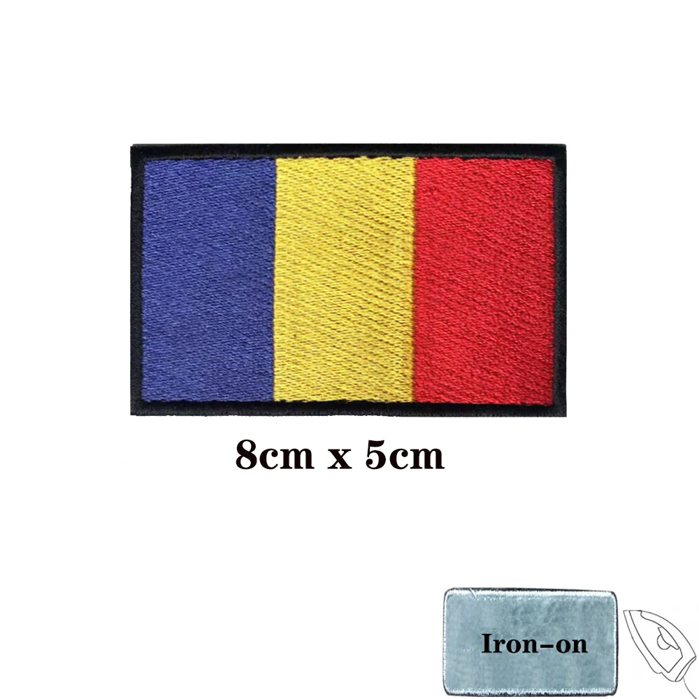 1PC Chadian flag Chad Armband Embroidered Patch Hook & Loop Or Iron On Embroidery Badge Cloth Military Moral Stripe