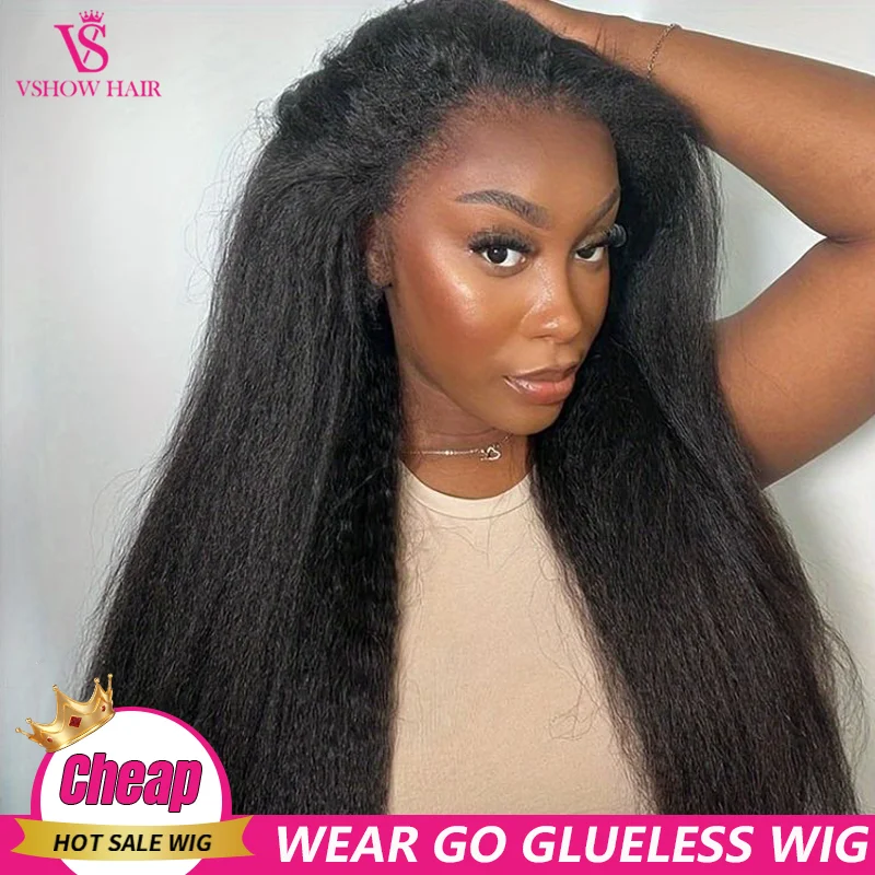 

Kinky Straight Glueless Wig Human hair Ready To Wear And Go Glueless Preplucked HD 4x6 Lace Closure Human Hair Wig On Sale