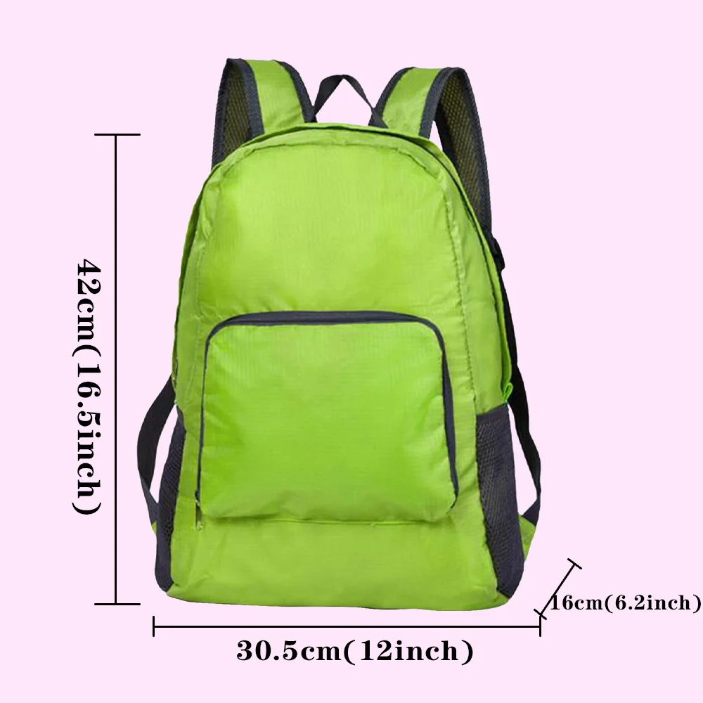 Viagem ao ar livre leve portátil dobrável mochila amor impressão dobrável saco verde ultraleve pacote para mulheres caminhadas daypack