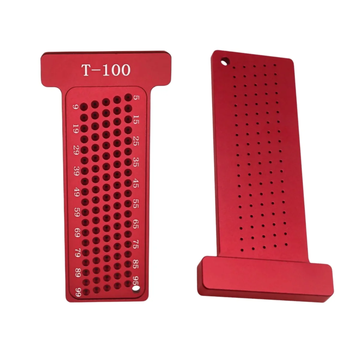 T-100 Metric Aluminum Alloy Pocket Ruler Marking Gauge Carpentry Cross Calibration Ruler Crossed-out Hole Measuring Tool