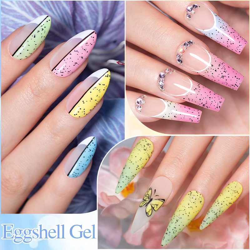 PUENTE 7.5ML Glitter Eggshell Gel Nail Polish Match Candy Colors Speckled Design For Manicure Soak Off Semi-Permanent Varnish