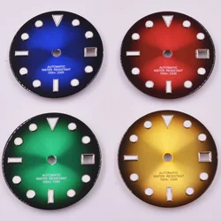 29mm Blue/Red/Yellow/Green Watch Dial Green luminous Fit NH35 NH36 Movement Watch Accessories Sterile Dial