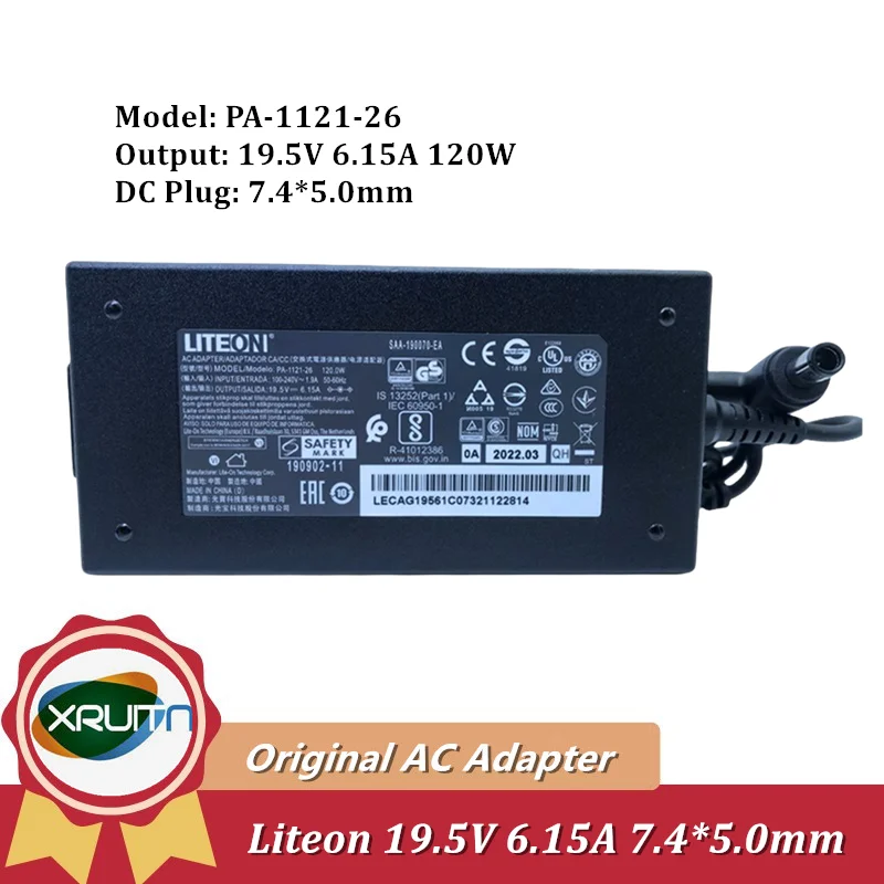 Genuine Liteon PA-1121-26 AC Adapter 19.5V 6.15A 120W Charger Power Supply Original 7.4 x 5.0mm Tip