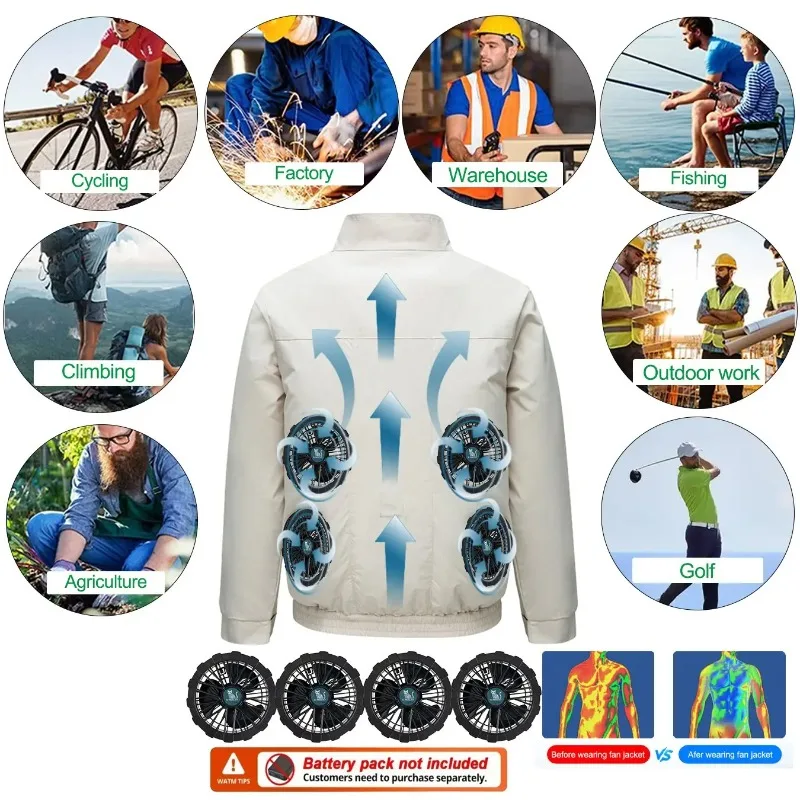 G-MACHT USB Fan Cooling Air Conditioning Jacket Men Women Breathable Cool Vest Summer Hot Weather Work Outdoor Fishing Coat