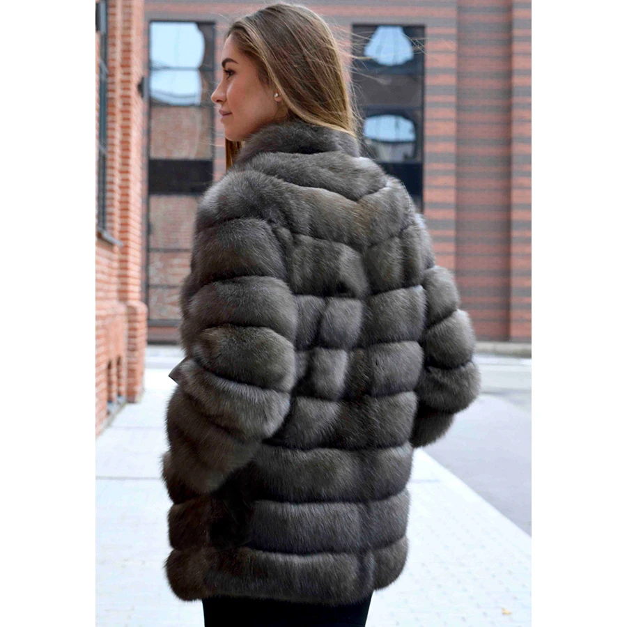 Womens Winter Fur Coat Genuine Fox Fur Coat High Collar Coat Long Clothes Warm Hot Selling