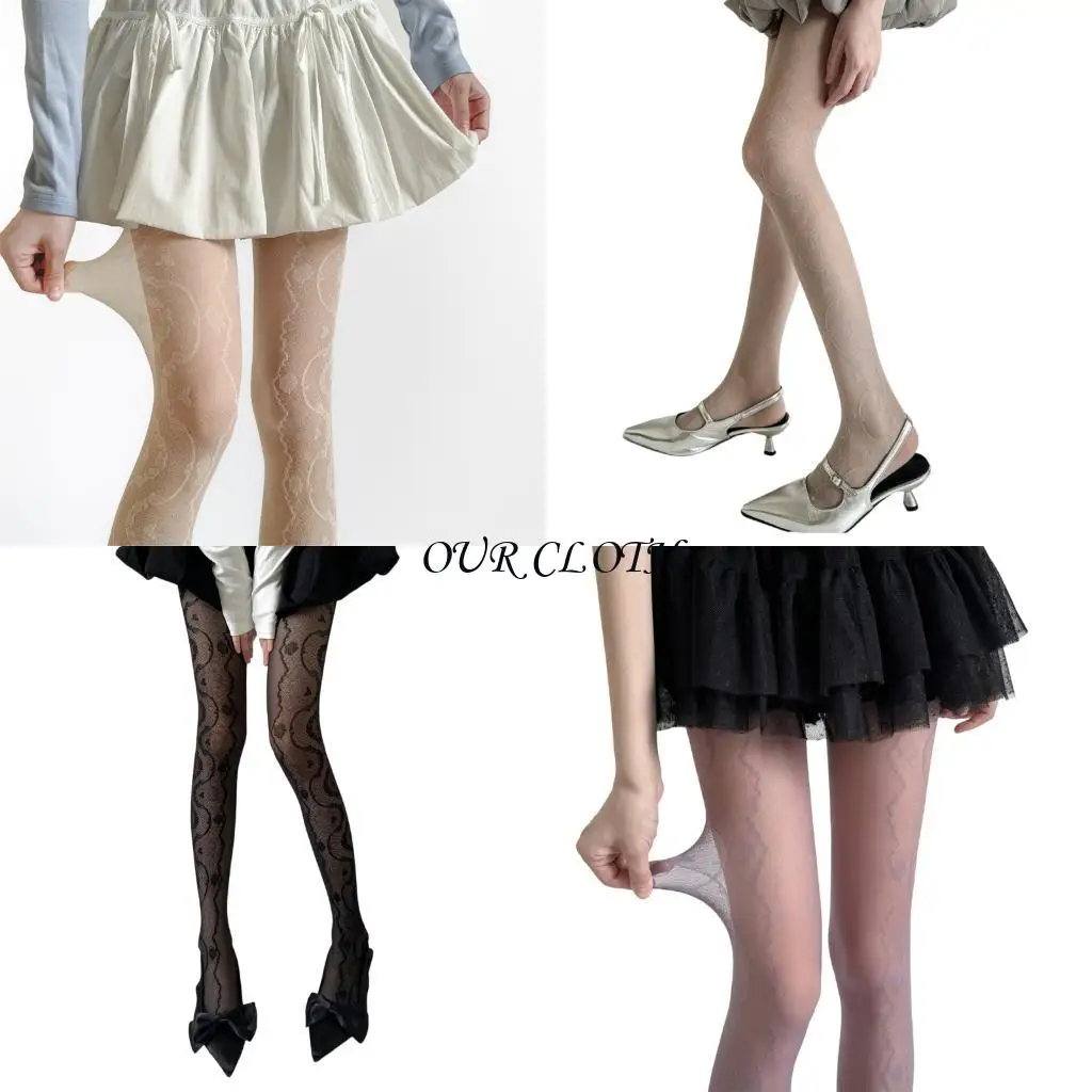 

Women Lace Tights Stockings Patterned Tights Thigh High Socks Lace Leggings Pantyhose Y1AC
