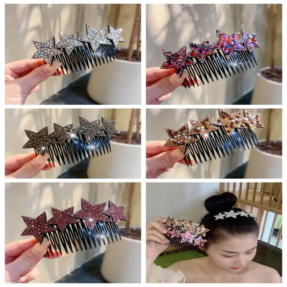 

Hair Clip Five Pointed Star Hair Comb Shiny Crystal Hairpin Hair Braiding Insert Comb Ponytail Clip Headdress