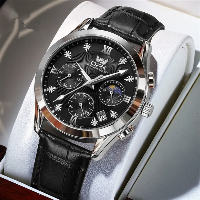 Men's Watch Night Glow Waterproof Genuine Leather Strap Casual Men's Watch