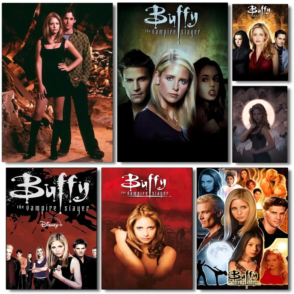 1pc Buffy The Vampire Slayer Retro Poster Self-adhesive Art Waterproof Paper Sticker Coffee House Bar Room Wall Decor