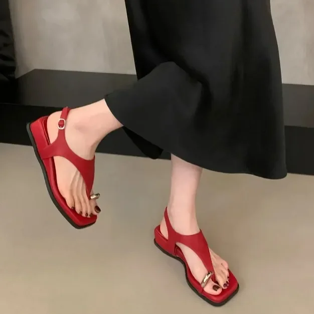 

Women's flat sandals summer slippers thong casual beach shoes 2025 outdoor wedge slippers comfortable Roman shoes