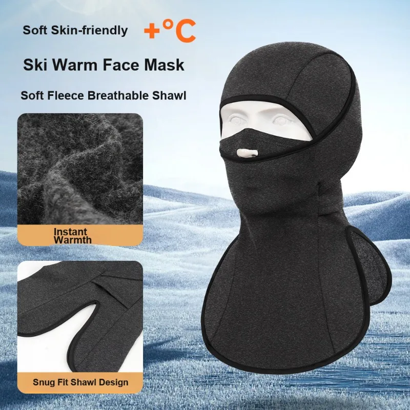 Thermal Cycling Balaclava Windproof Cold Resistant Full Face and Neck Protector for Autumn Winter Outdoor Skiing Sports