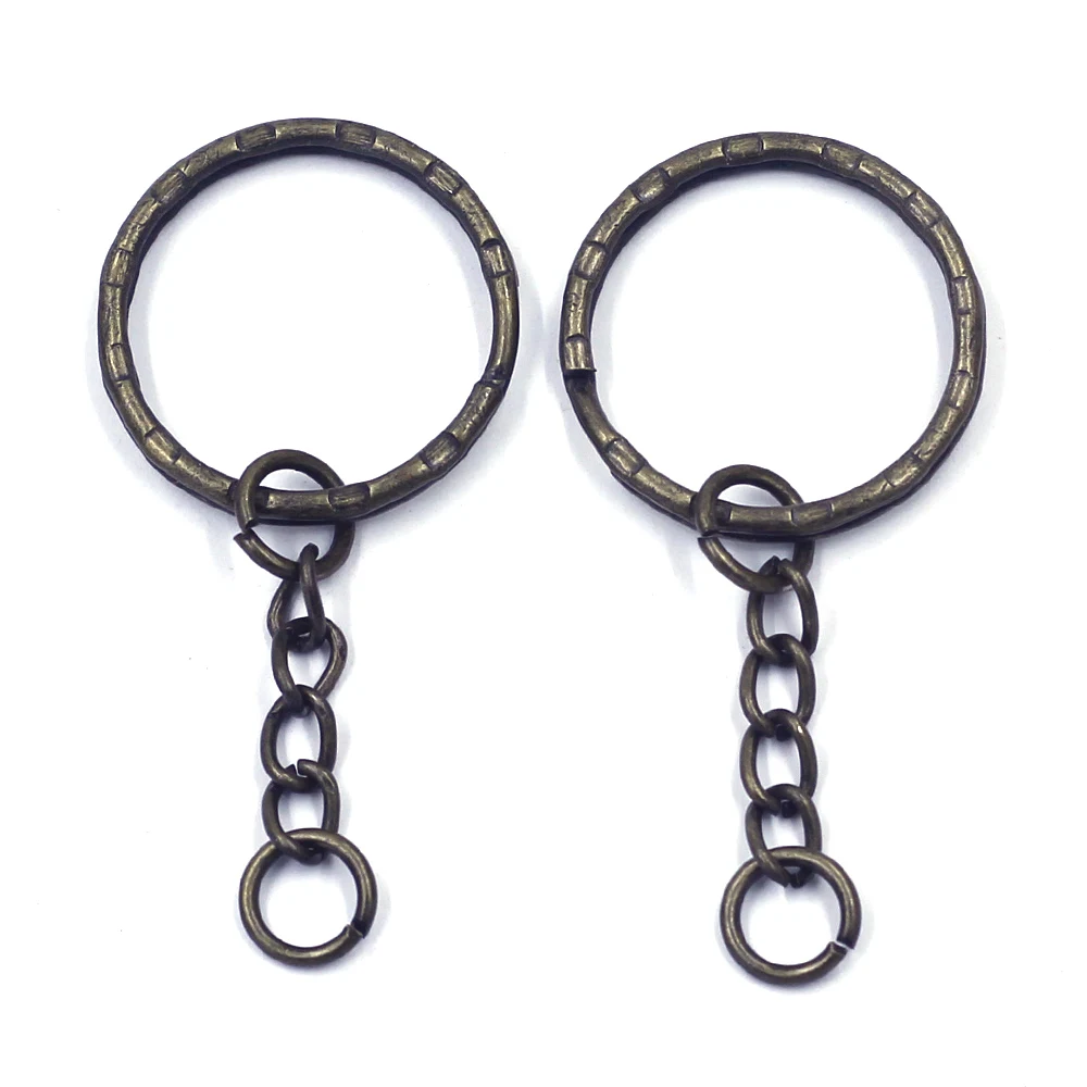 

10Pcs Key Chains Rings Classic Embossing Metal Alloy Bronze Tone Jewelry DIY Finding Charms 5.3cm(2 1/8")