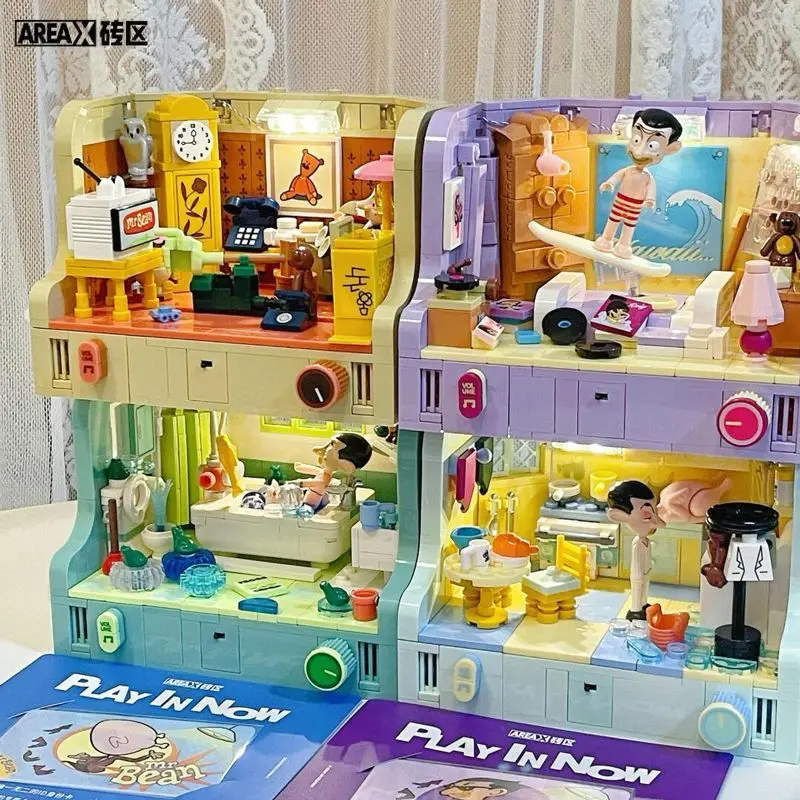 AREAX Anime Mr. Bean Series Room Building Blocks Toys Diy Creative
