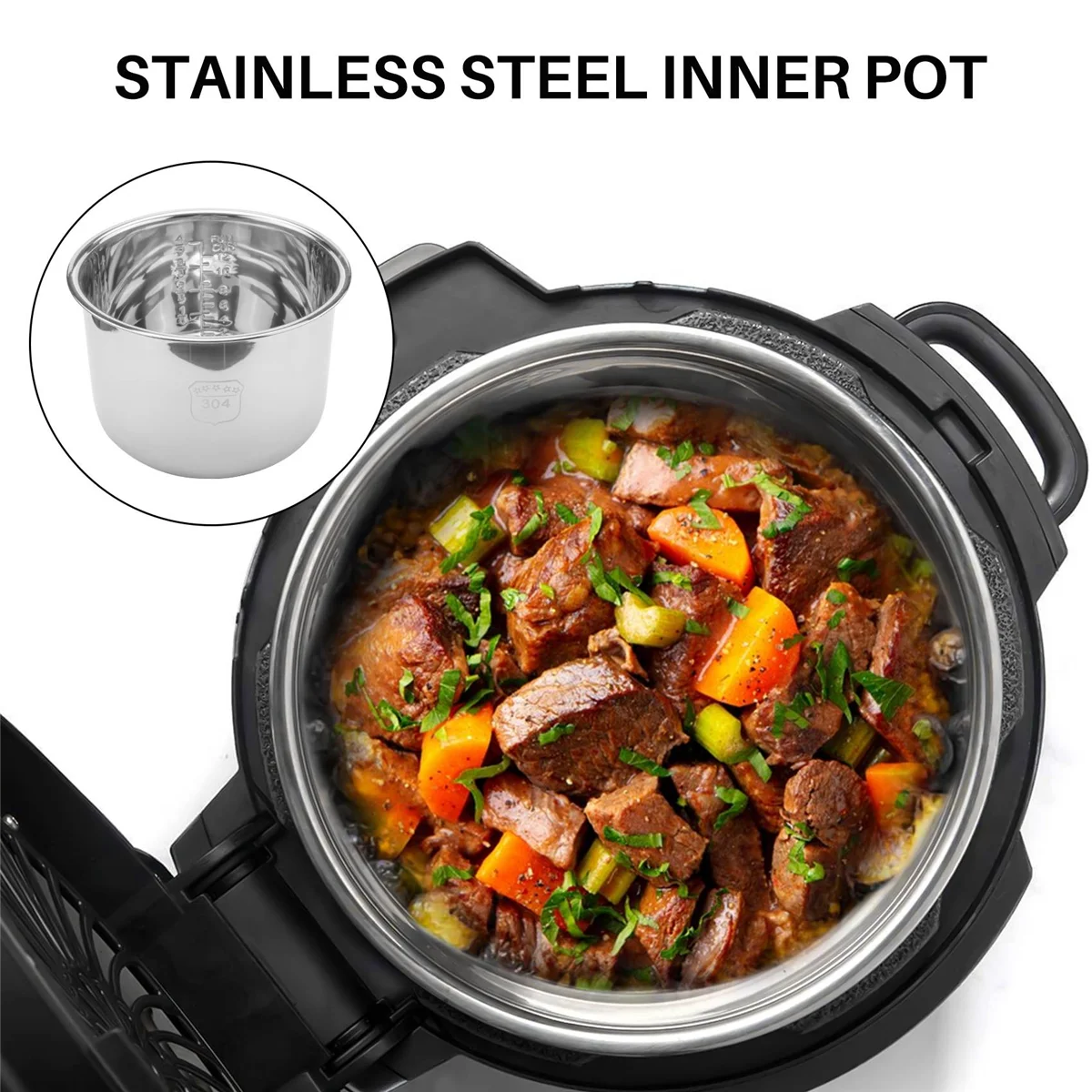 6L Pressure Cooker Inner Pot Rice Pressure Cooker Liner Stainless Steel Inner Pot Minute Pressure Cooker Liner