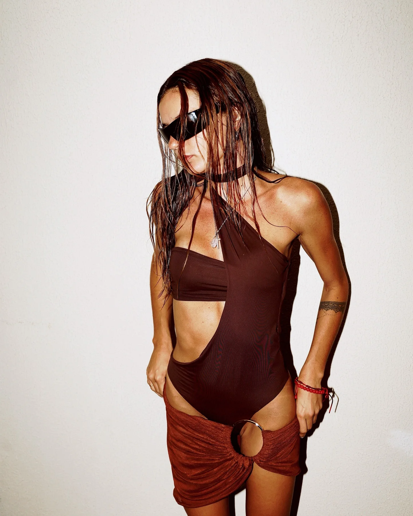 

2025 Trend One Shoulder Halter Women One Piece Swimsuit And Skirt Beachwear Fashion Sexy Lady Biquini Swimwear Female Getways