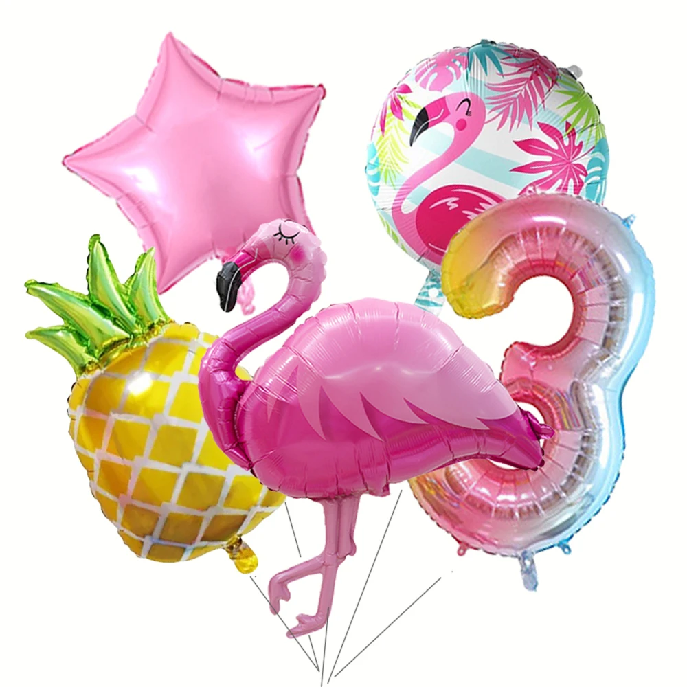 Tropischer Flamingo Ananas Folienballon Set 30 Zoll 0-9 Bunte Zahlenballons Mädchen Geburtstag Hawaii Party Babyparty Dekor – Detail 9