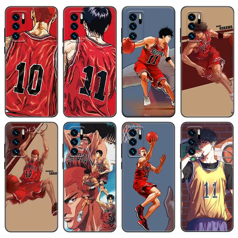 Anime Slam Dunk Case For Huawei P50 P40 P30 P20 Pro P10 P9 P8 Lite 2017 P Smart Z S 2021 2020 Pro 2019 2018 Black Cover