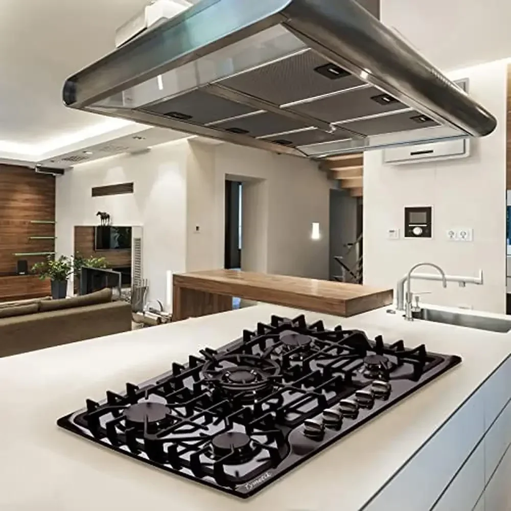 Placa de cocina de Gas de 5 quemadores de acero inoxidable de 30 ", quemadores sellados de alta eficiencia, rejilla Convertible de hierro fundido de alta resistencia LPG/NG 304