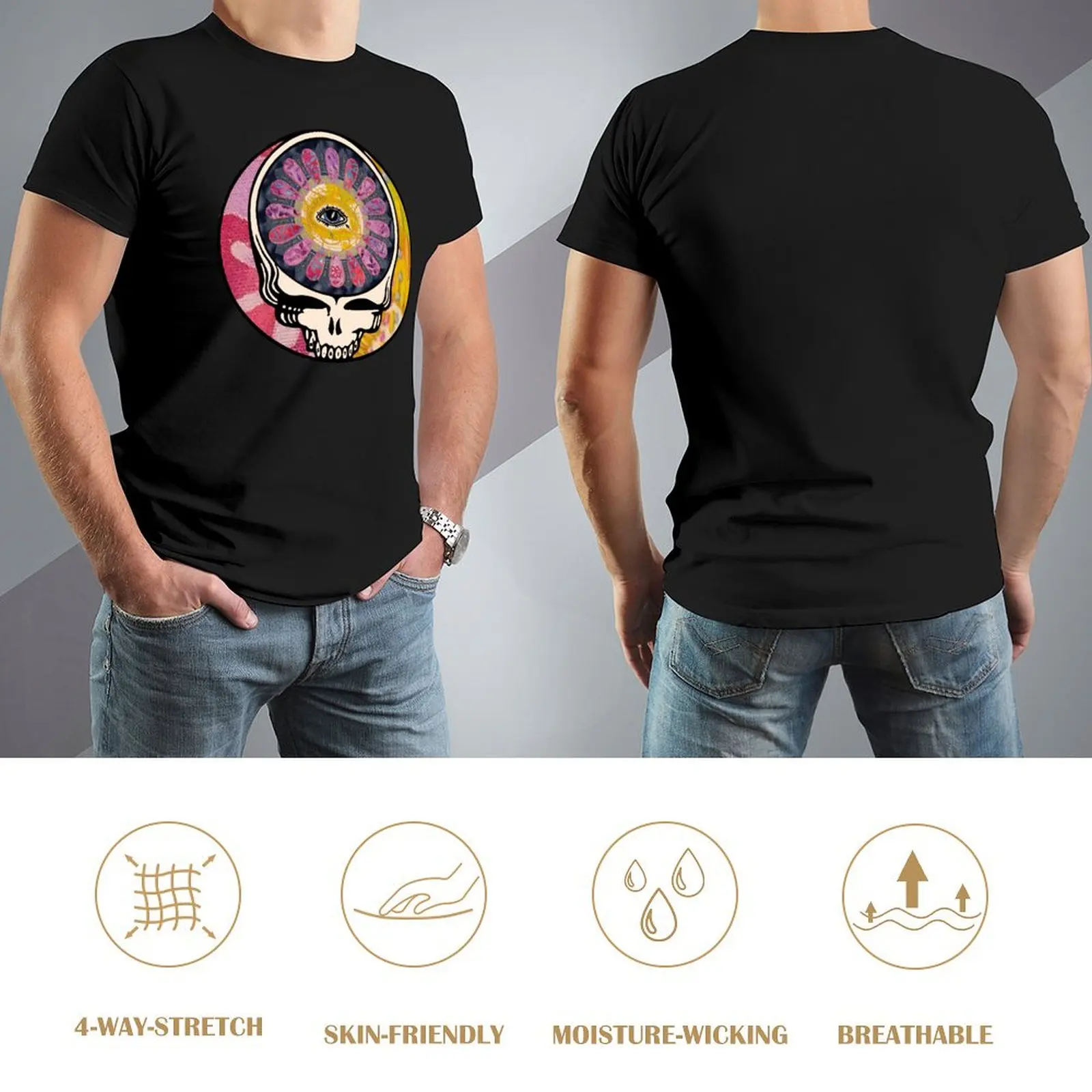 Flower Power Stealie T-Shirt shirts graphic tees baggy shirts t shirts for men cotton image 4