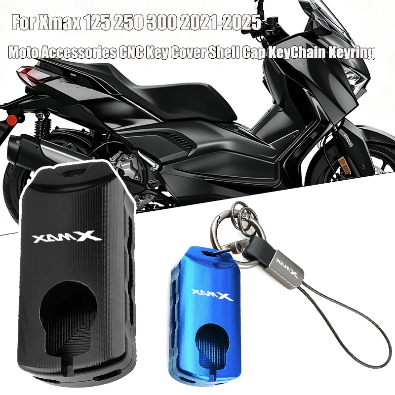 Neu für YAMAHA XMAX300 XMAX300 XMAX250 X-MAX125 250 300 2021-2025 Moto-Zubehör CNC Schlüsselabdeckung Gehäuse Schlüsselanhänger Schlüsselring