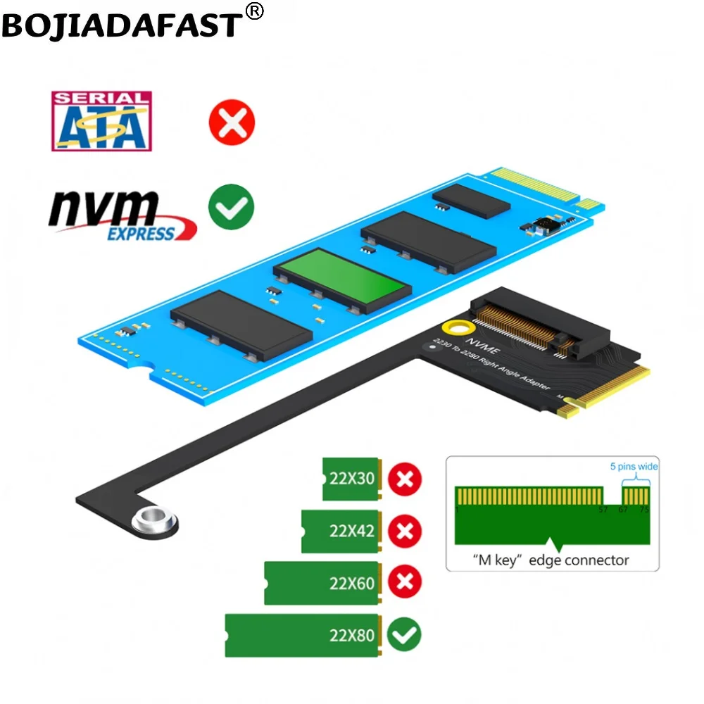 2230 Right Angle NGFF M.2 M-Key to 2280 Key-M Key B+M NVME SSD Adapter Converter Card For Rog Ally Smart Handheld