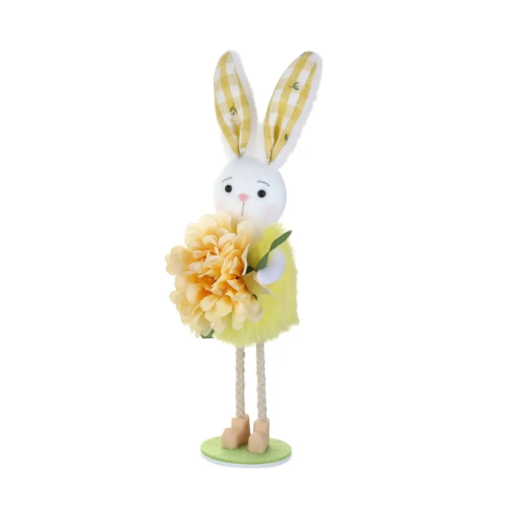 

Happy Easter Standing Easter Bunny Ornament Cute Flower Rabbit Figurine Handmade Cartoon Colorful Bunny Decor Easter Party