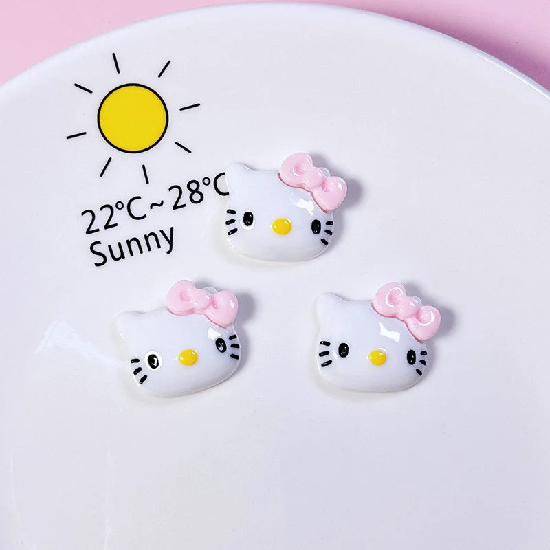 hello kitty cartoon cute bow cat resin diy jewelry mobile phone protective cover handmade patch material animation doll children