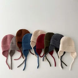 2024 autunno bambini Beanie Caps cappello di protezione dell'orecchio per bambini cappello di lana cappello caldo per ragazze bambini Pullover Caps