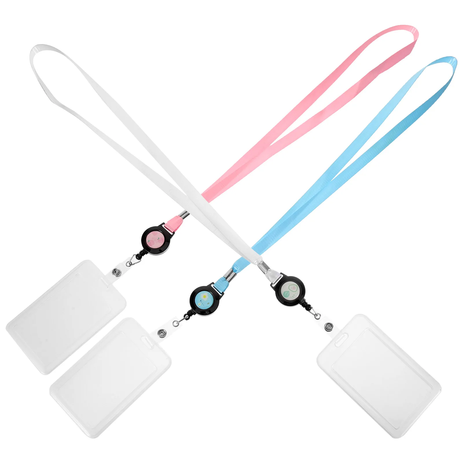 

3 Pcs ID Badge Holder Set Plastic Secure Dry Credit Card Employee Badge Protector Lanyard Travel School Office Use